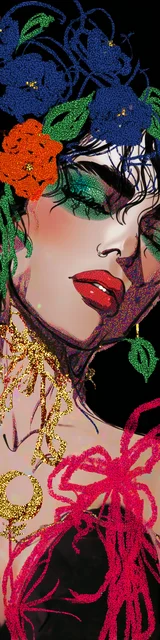 Free unique bookmark featuring a lady with leaf-styled hair leaning back